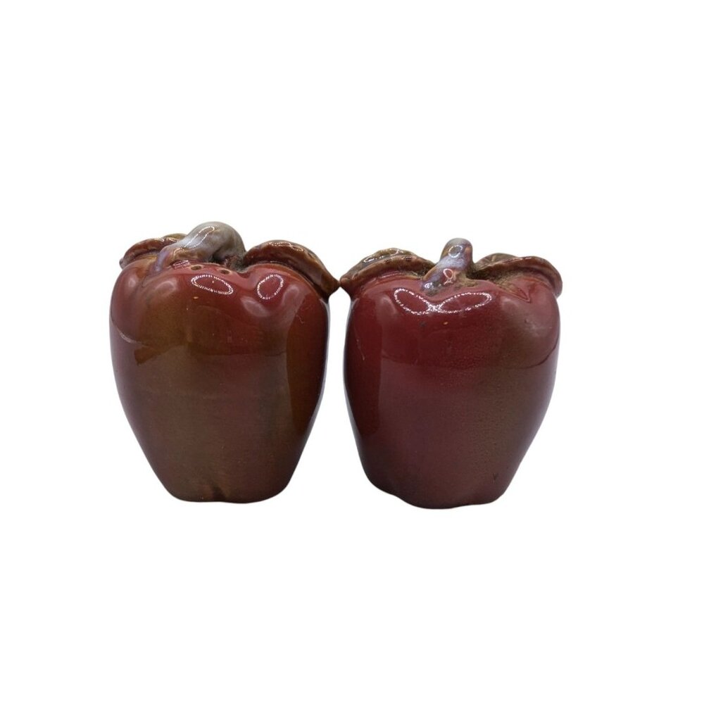 Vintage Red Apple Shaped Ceramic Salt & Pepper Shakers - Picture 8 of 9